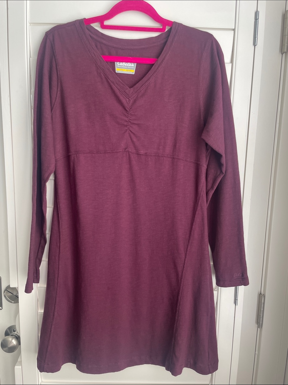 Cabela's Plum V-Neck Long Sleeve A-line  Tshirt dress